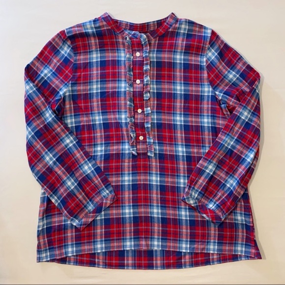 J. Crew Mercantile Plaid Ruffle Shirt, size S. - Picture 3 of 7
